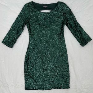 Sequined Green Cocktail Dress.